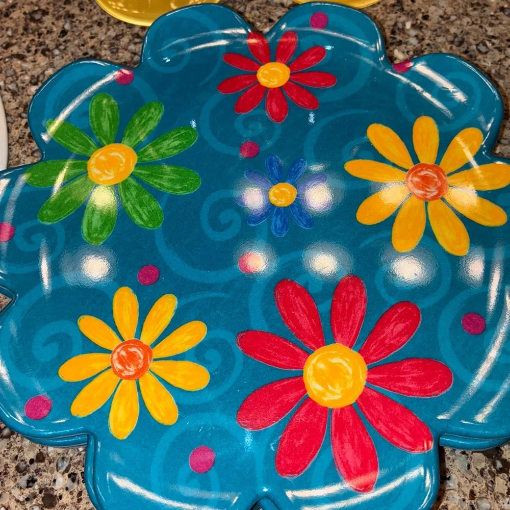 Crate&Barrel Blue and Yellow Floral Dinnerware Set